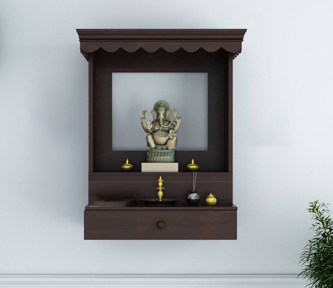 Melvoro Sheesham Wood Home Temple (Honey Finish)