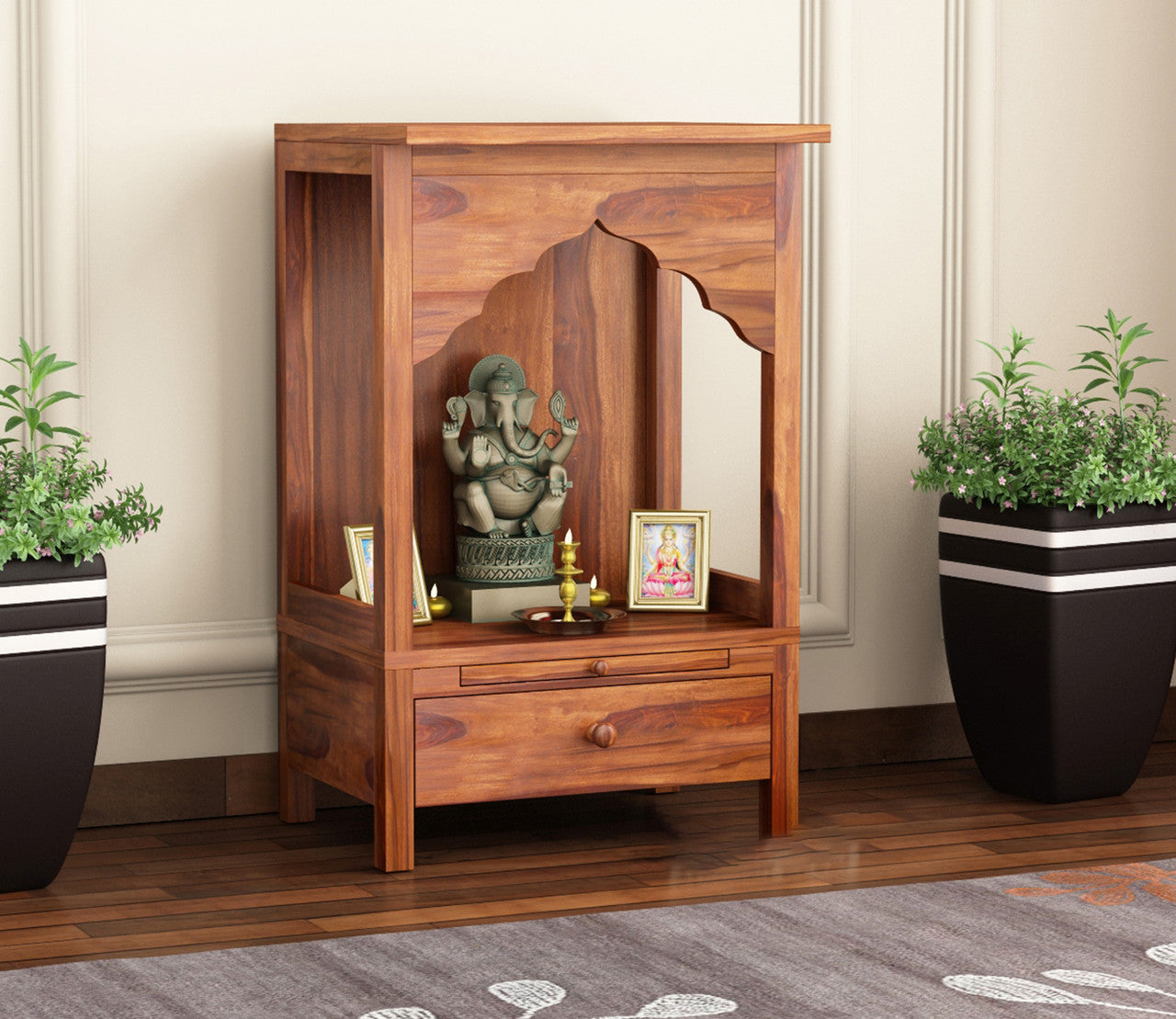 Orynox Sheesham Wood Home Temple (Honey Finish)