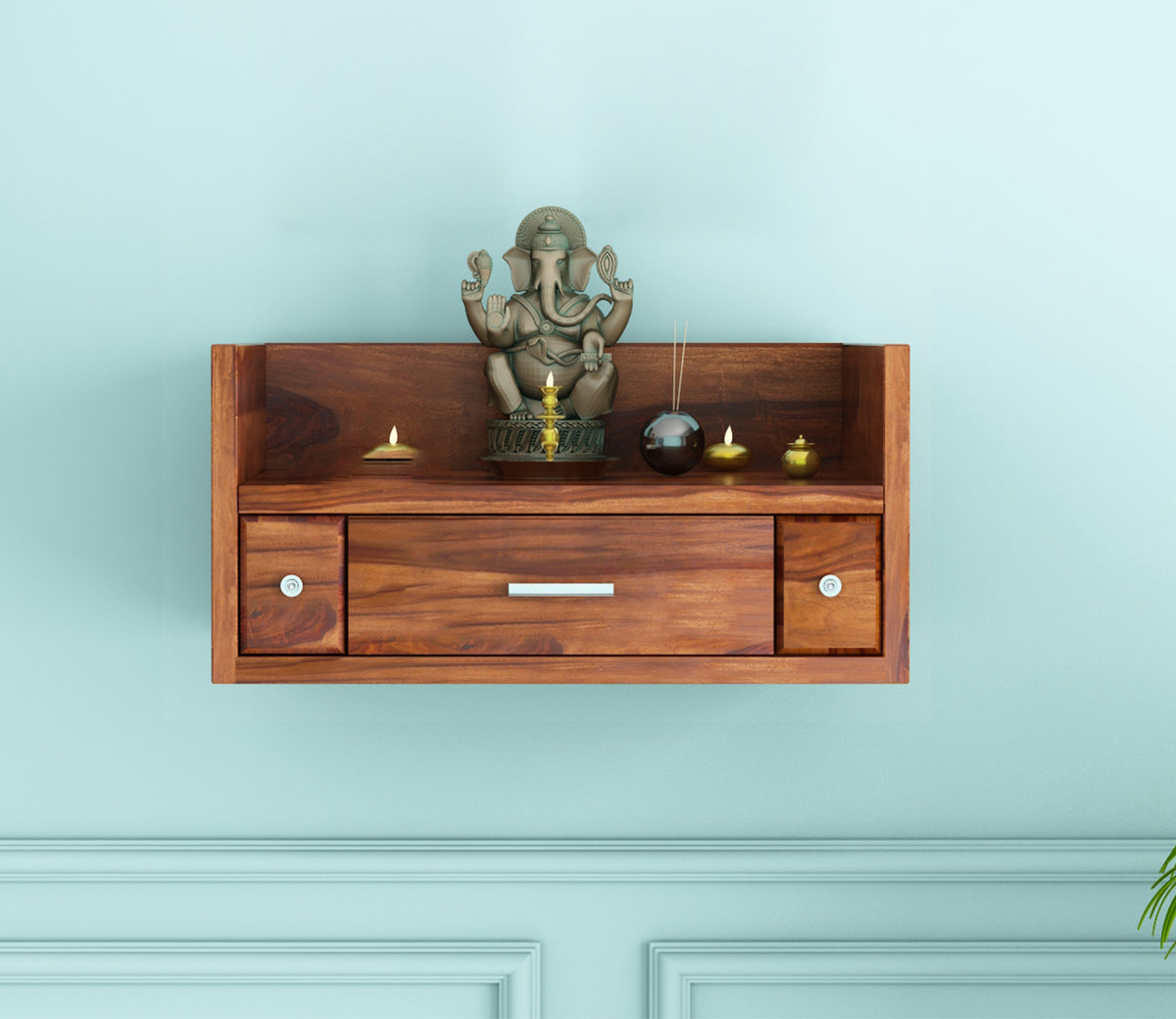 Tavero Sheesham Wood Home Temple (Honey Finish)