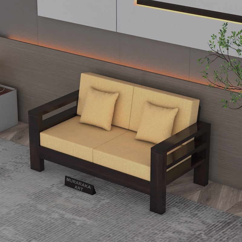 Fenlith 2 Seater Solid Wood Sofa (Walnut Finish)