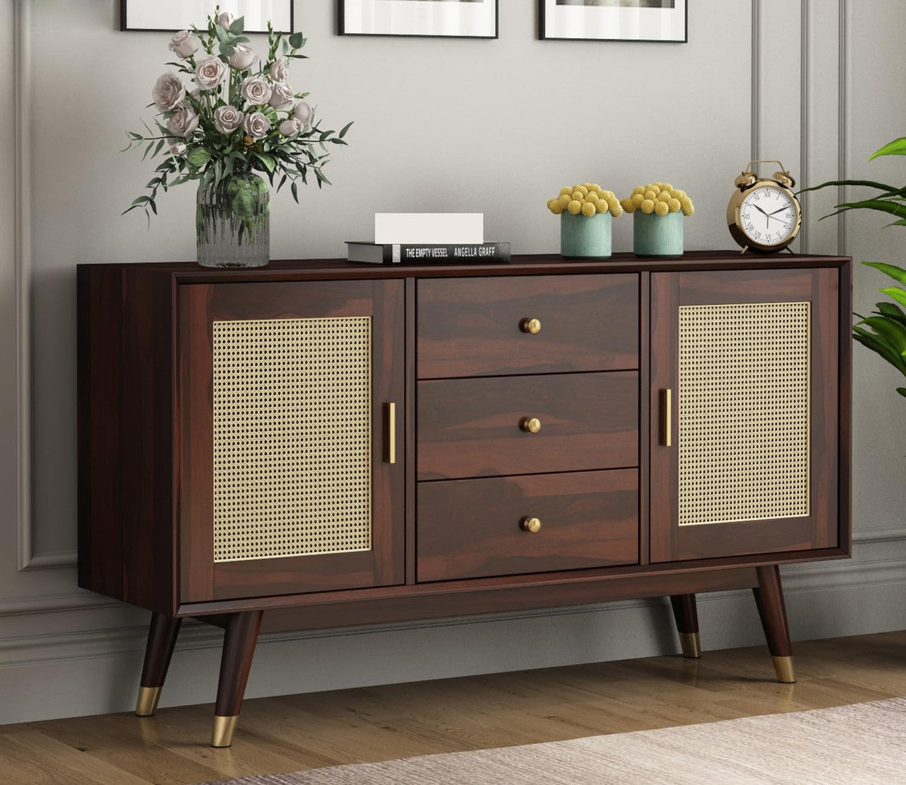Truphoael Sheesham Wood Cabinet and Sideboard (Walnut Finish)