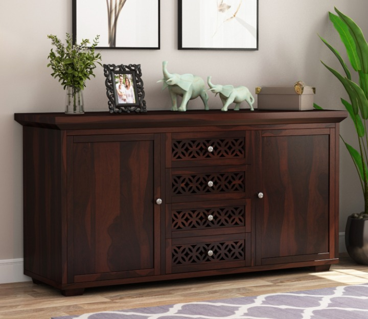 Rithear Sheesham Wood Cabinet and Sideboard (Walnut Finish)