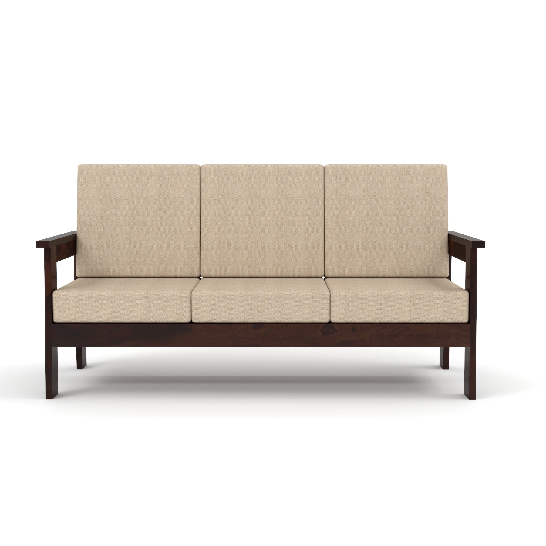 Slinny 6 Seater Solid Wood Sofa (Walnut Finish)