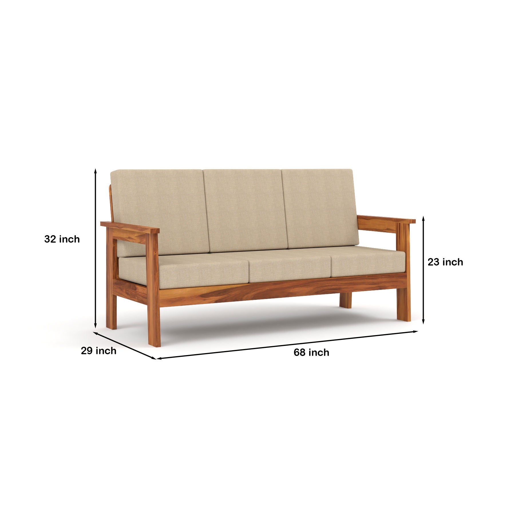 Slinny 7 Seater Solid Wood Sofa (Honey Finish)