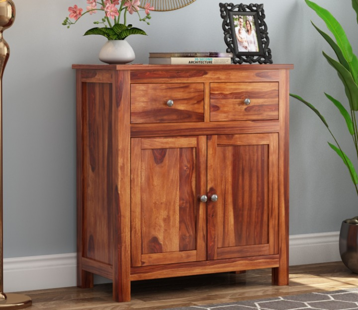 Yaeliix Sheesham Wood Cabinet and Sideboard (Honey Finish)