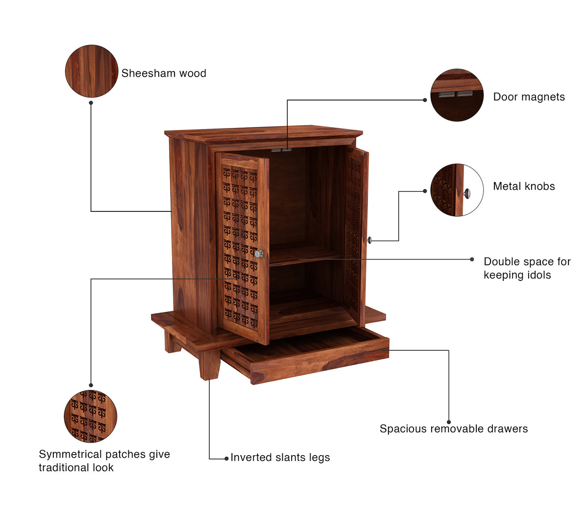 Auryn Sheesham Wood Home Temple (Honey Finish)