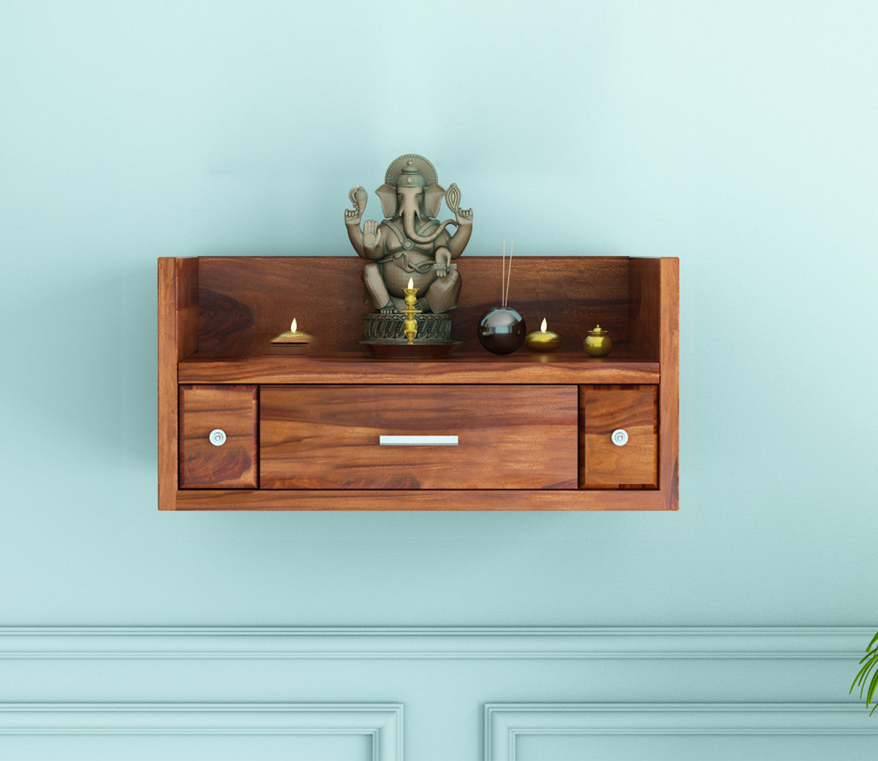 Tavero Sheesham Wood Home Temple (Honey Finish)