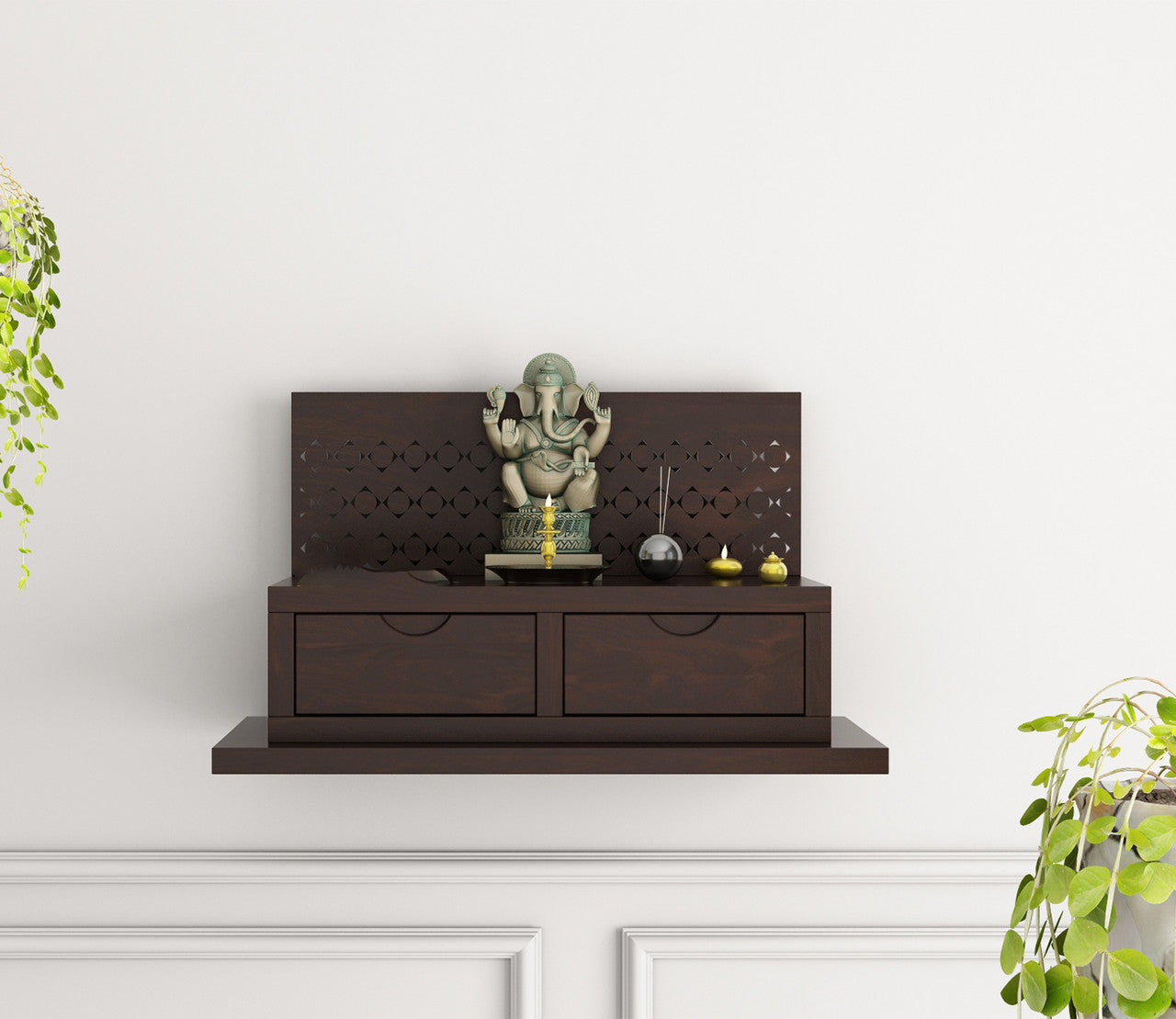 Kryvon Sheesham Wood Home Temple (Honey Finish)