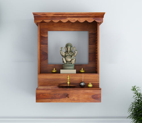 Melvoro Sheesham Wood Home Temple (Honey Finish)