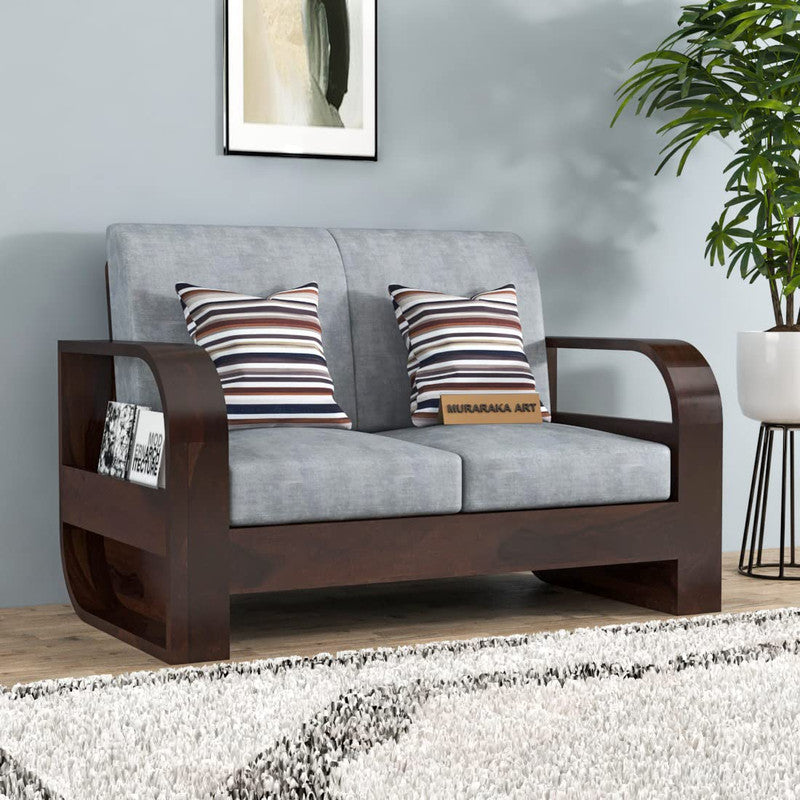Curve Large 2 Seater Solid Wood Sofa (Walnut Finish)
