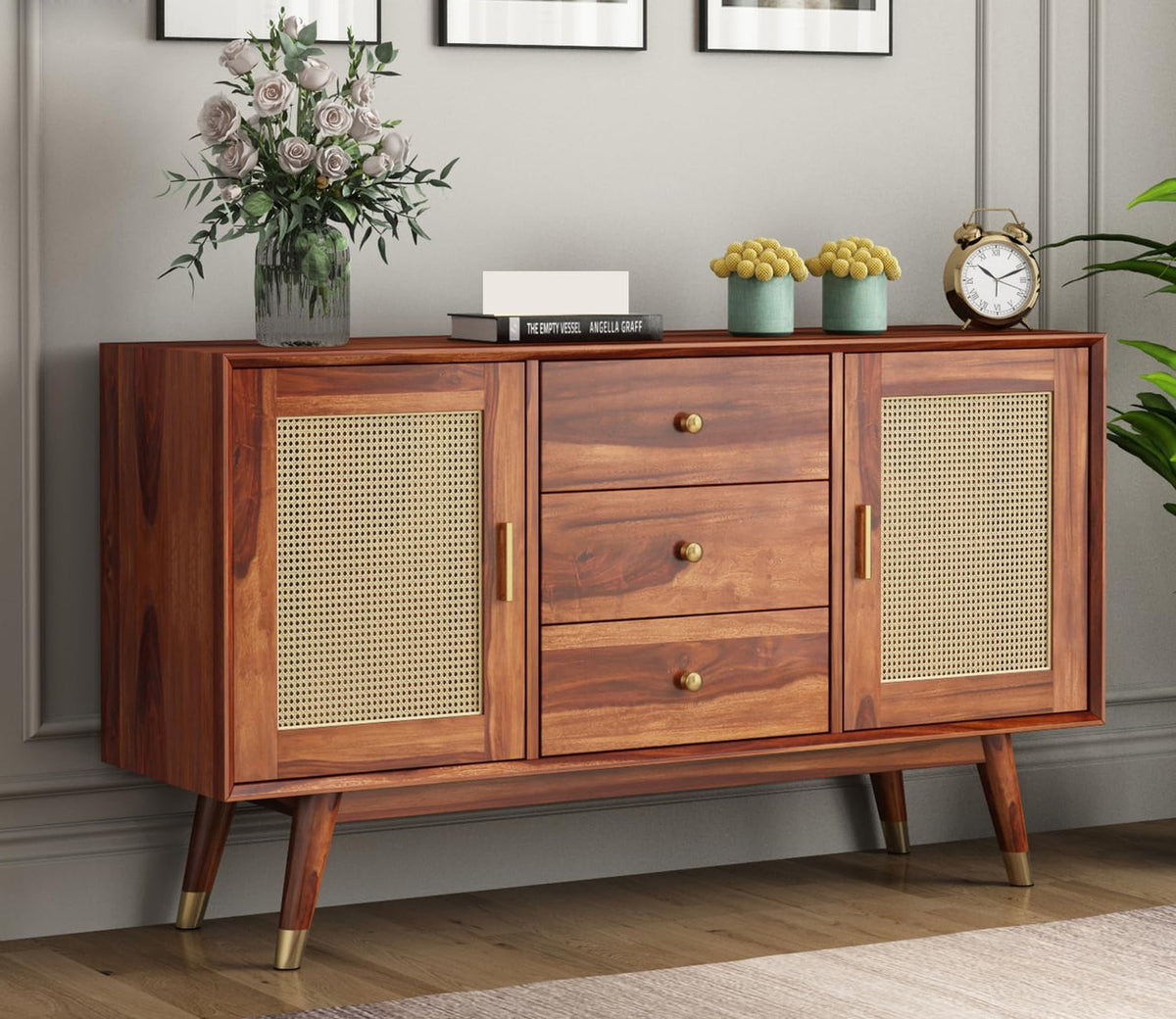Truphoael Sheesham Wood Cabinet and Sideboard (Honey Finish)