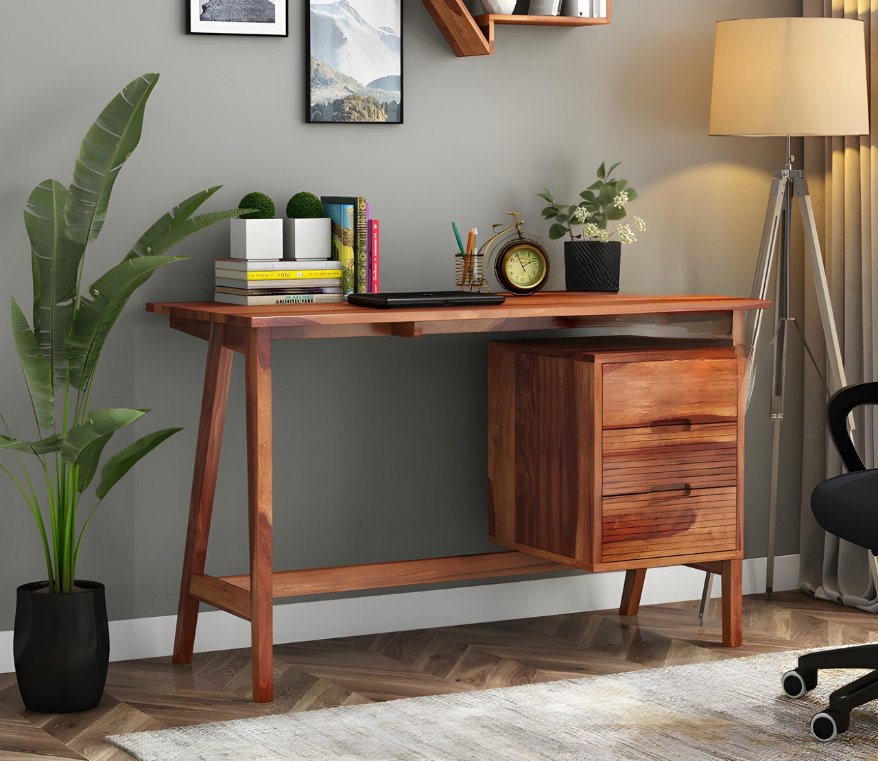 Griatroaon Sheesham Wood Study Table (Honey Finish)