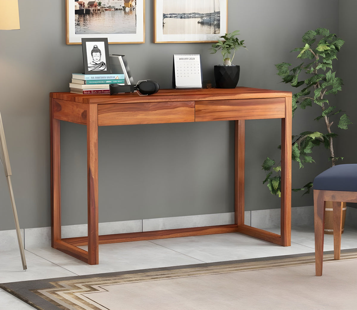 Tuneon Sheesham Wood Study Table (Honey Finish)