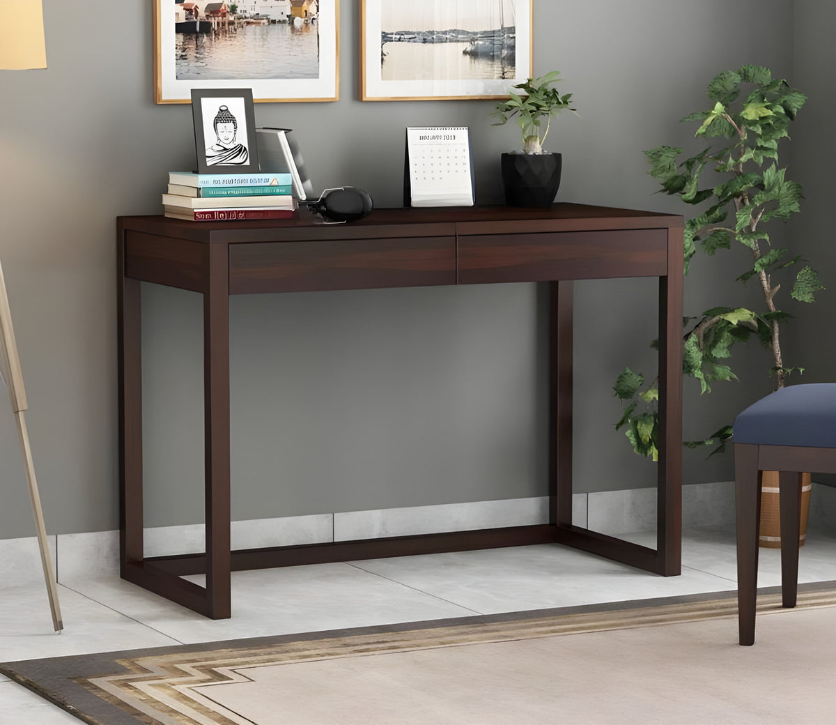 Tuneon Sheesham Wood Study Table (Walnut Finish)