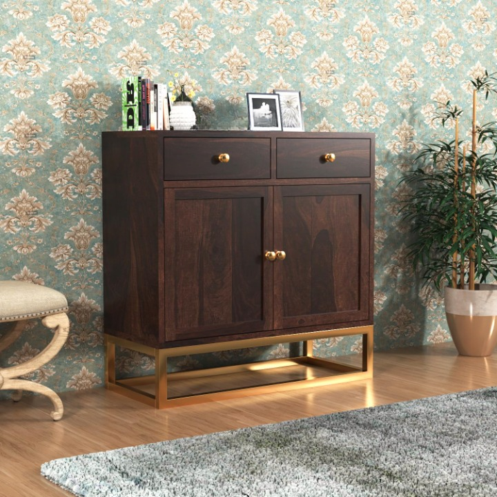 Brideaorum Sheesham Wood Cabinet and Sideboard (Walnut Finish)