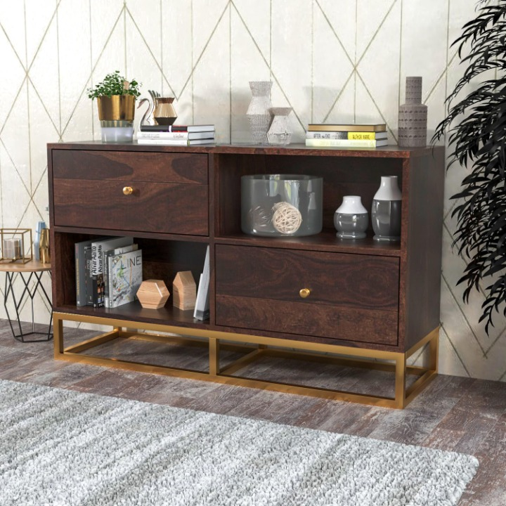 Mioxuium Sheesham Wood Cabinet and Sideboard (Walnut Finish)