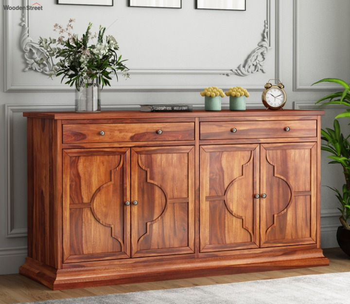 Yokriayn Sheesham Wood Cabinet and Sideboard (Honey Finish)