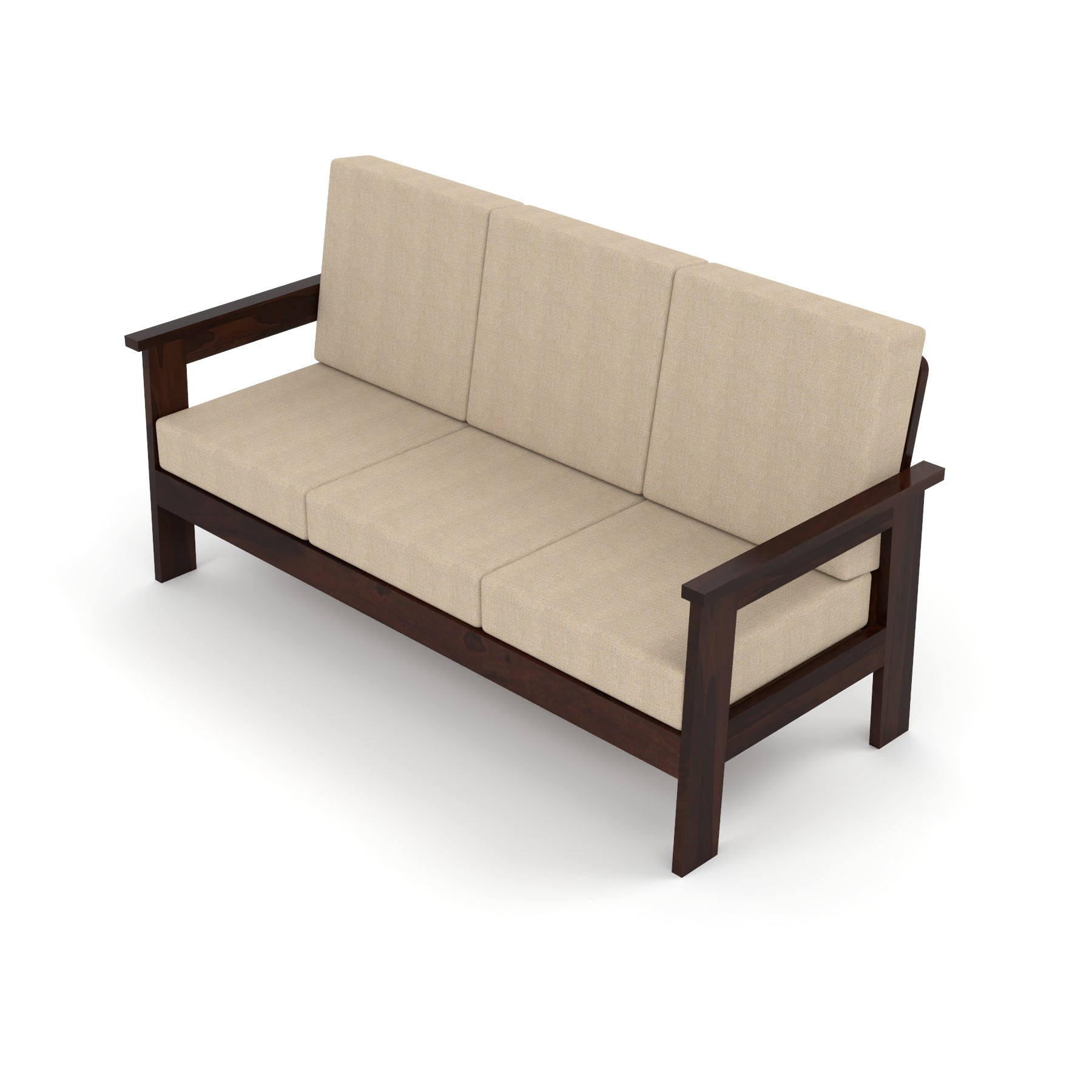 Slinny 5 Seater Solid Wood Sofa (Walnut Finish)