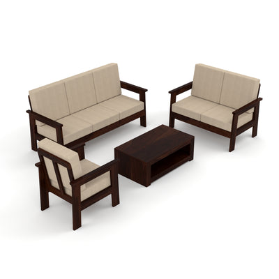 Slinny 6 Seater Solid Wood Sofa (Walnut Finish)