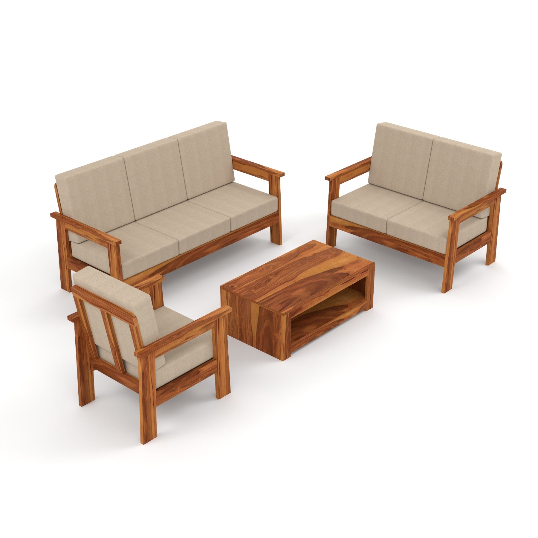 Slinny 6 Seater Solid Wood Sofa (Honey Finish)