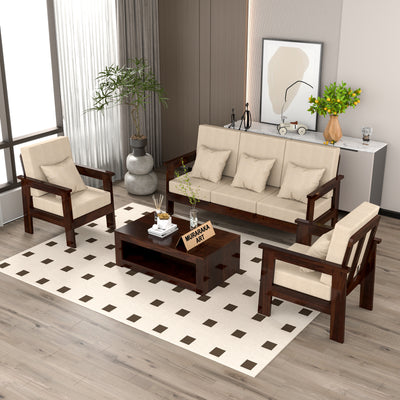Slinny 5 Seater Solid Wood Sofa (Walnut Finish)