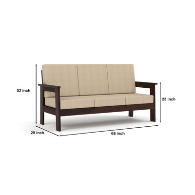 Slinny 6 Seater Solid Wood Sofa (Walnut Finish)