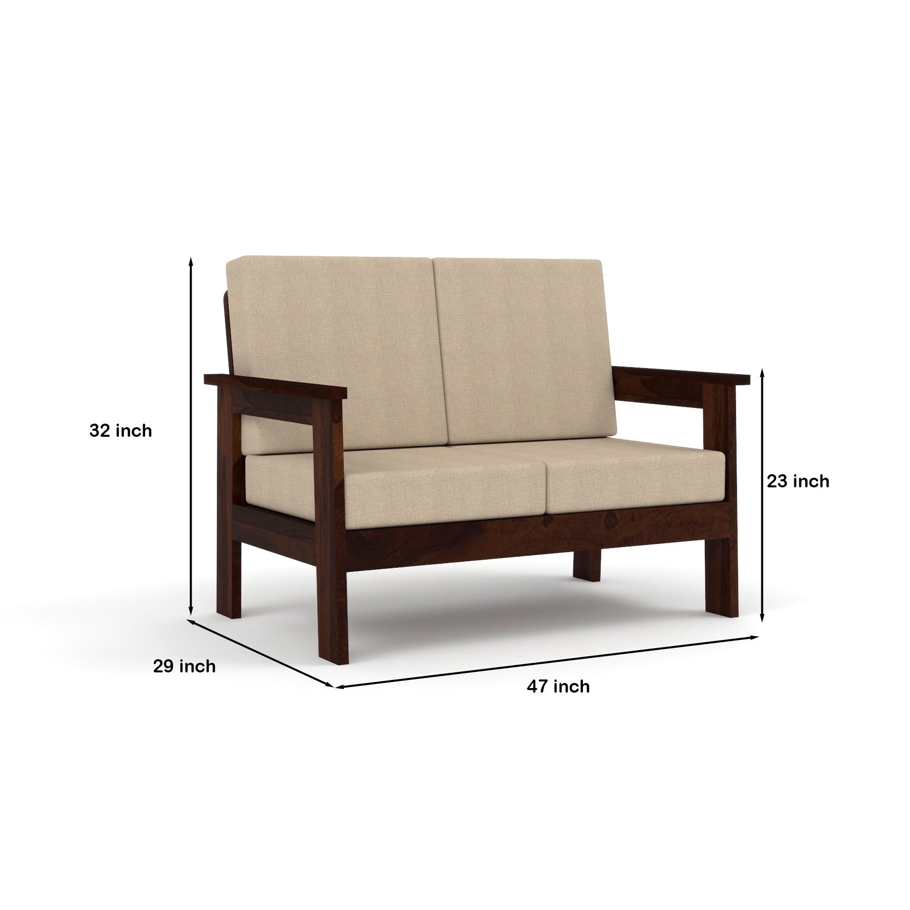 Slinny 6 Seater Solid Wood Sofa (Walnut Finish)