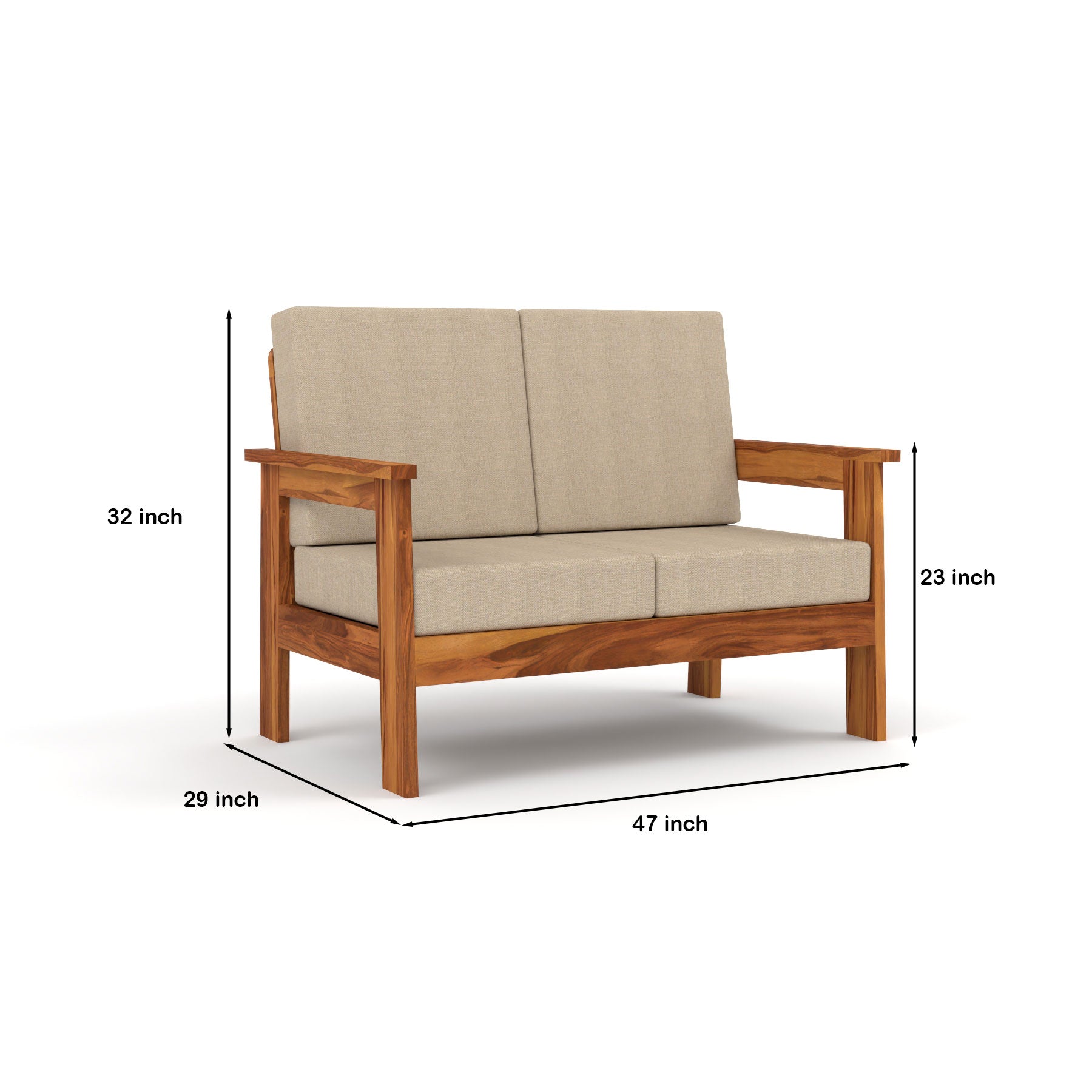 Slinny 6 Seater Solid Wood Sofa (Honey Finish)