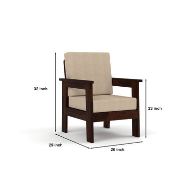 Slinny 6 Seater Solid Wood Sofa (Walnut Finish)