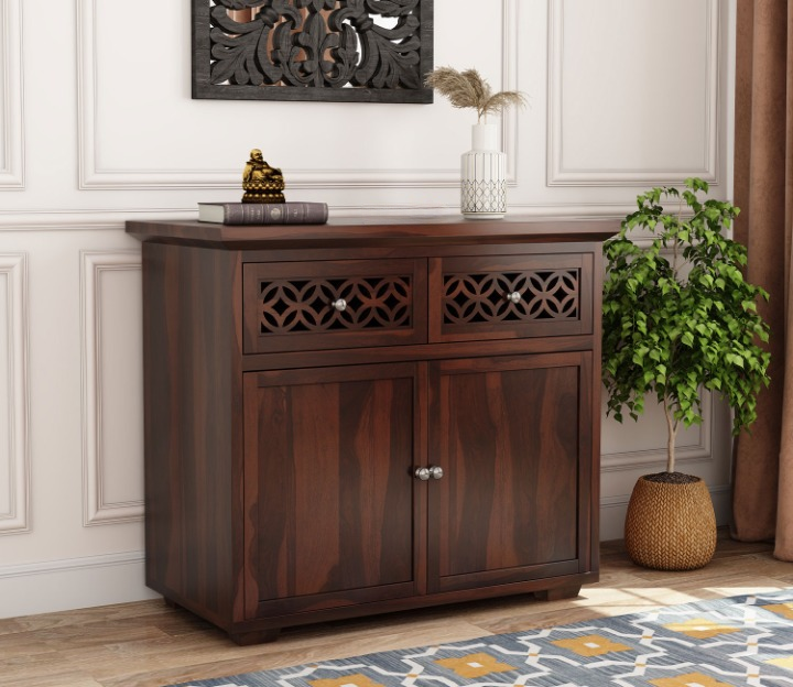 Netroor Sheesham Wood Cabinet and Sideboard (Walnut Finish)