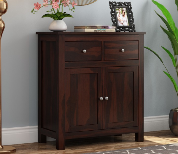 Yaeliix Sheesham Wood Cabinet and Sideboard (Walnut Finish)