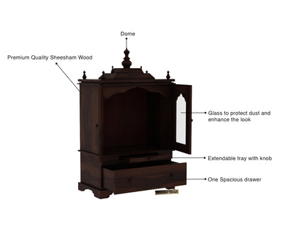 Rivano Sheesham Wood Home Temple (Honey Finish)