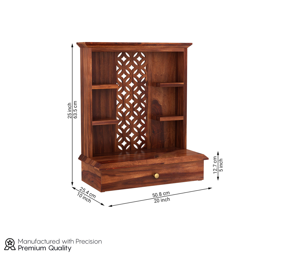 Zentrova Sheesham Wood Home Temple (Honey Finish)