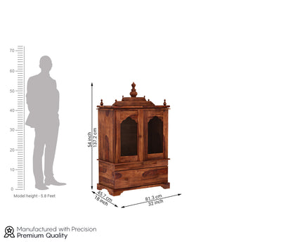 Rivano Sheesham Wood Home Temple (Honey Finish)