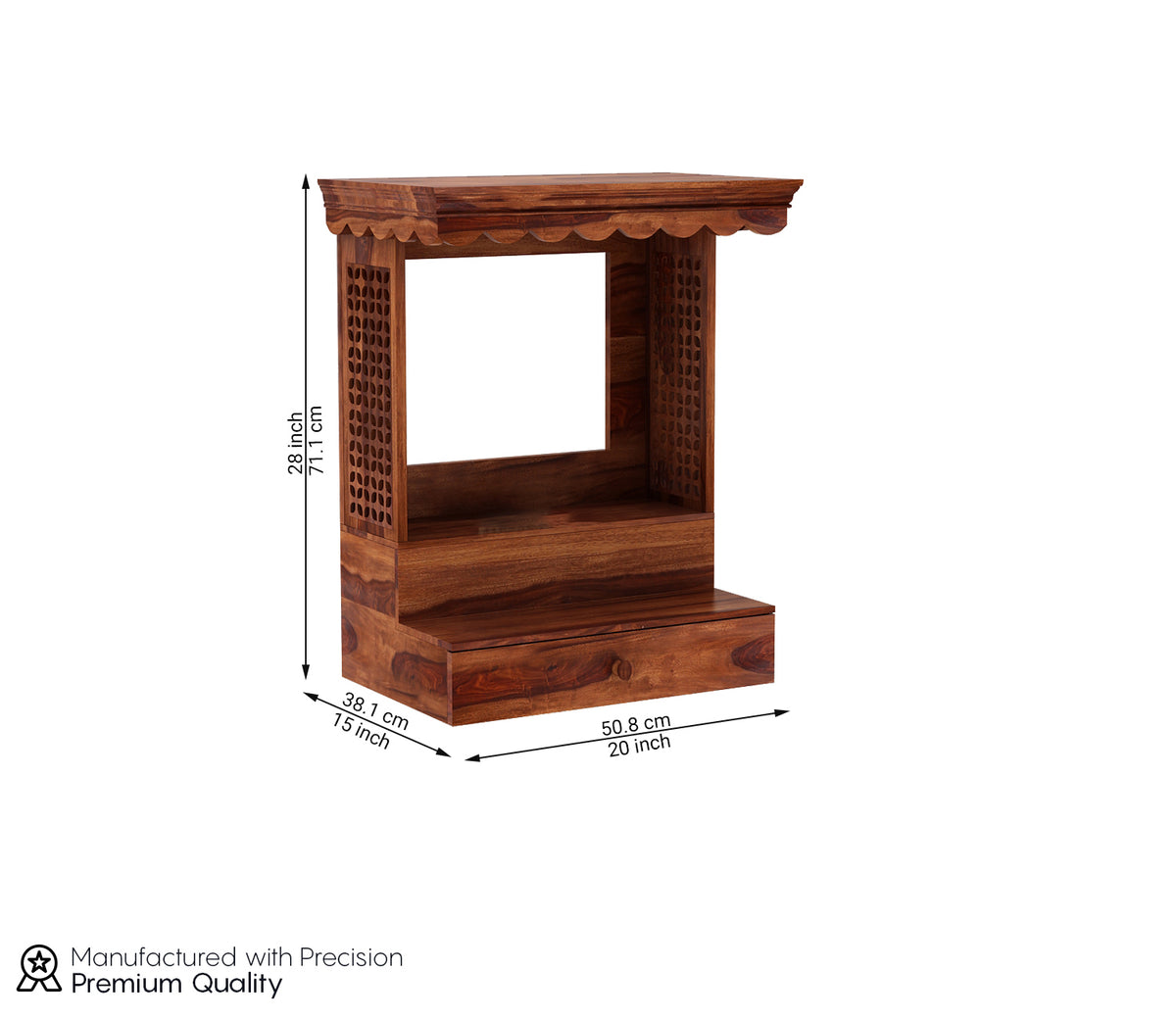 Melvoro Sheesham Wood Home Temple (Honey Finish)