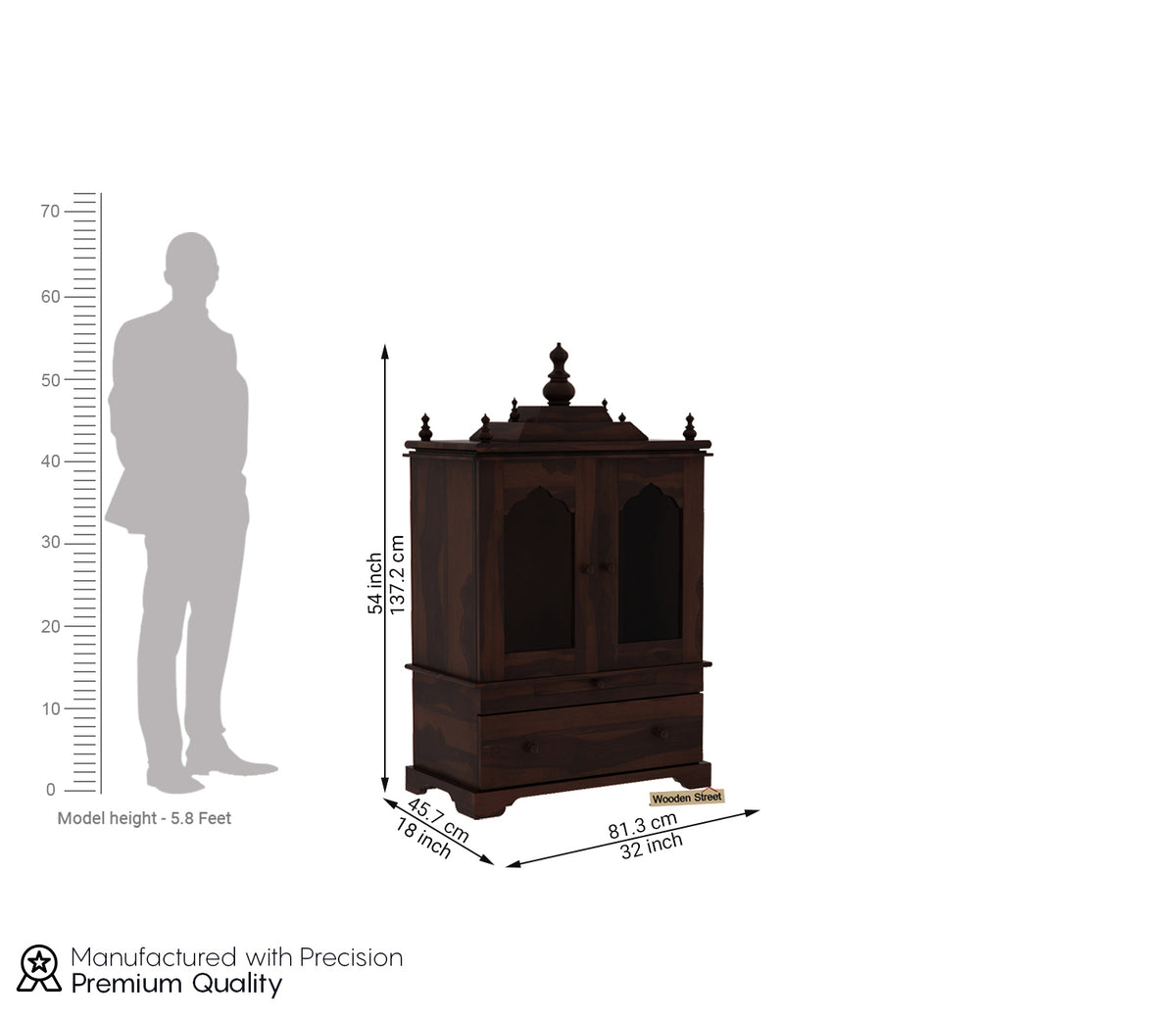 Rivano Sheesham Wood Home Temple (Honey Finish)